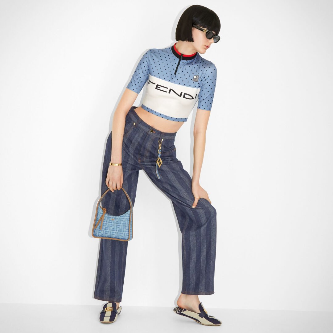 ⁦Mini Fendessence Light blue FF denim fabric mini bag⁩ - الصورة ⁦4⁩