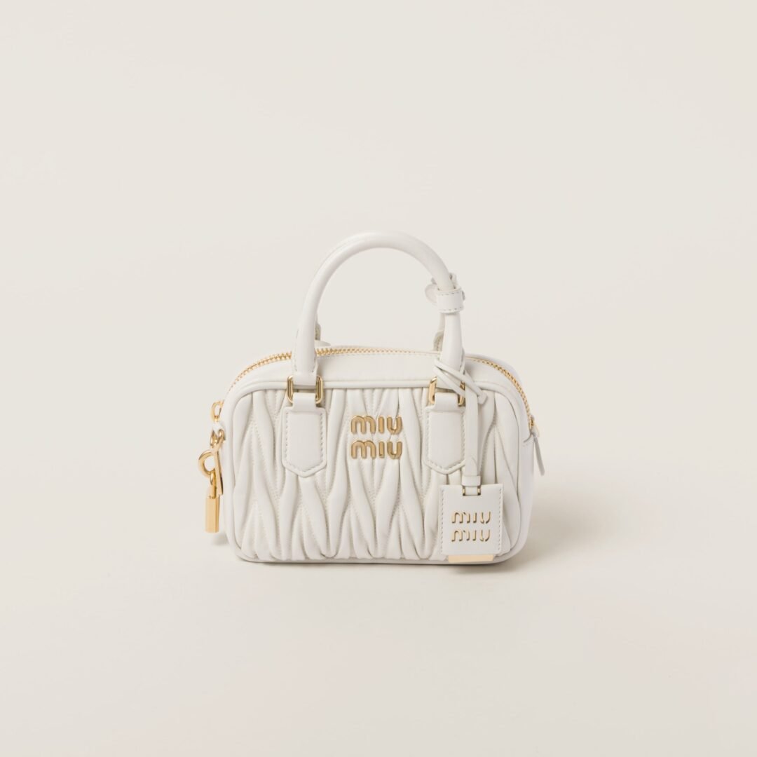 MIU MIU Arcadie Matelassé Nappa Leather Bag In Sand