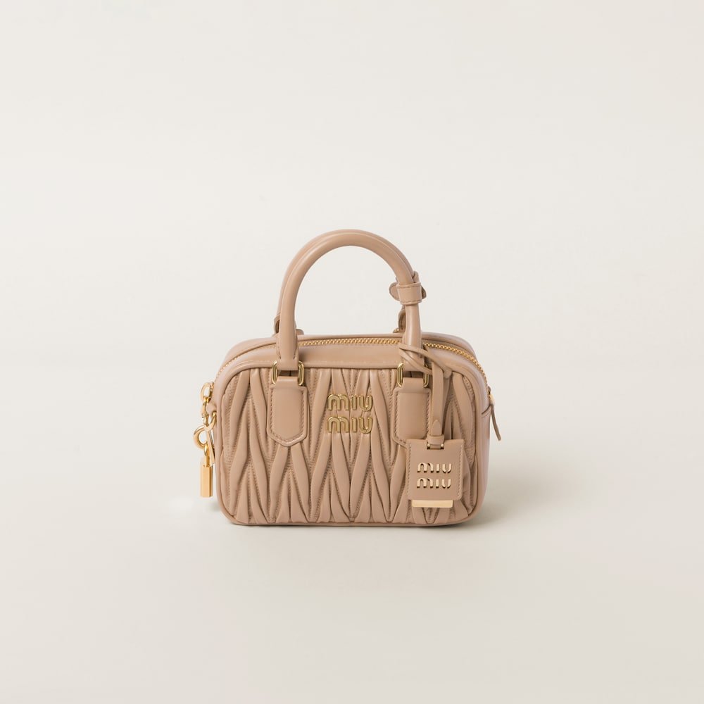 MIU MIU Arcadie Matelassé Nappa Leather Bag In Sand