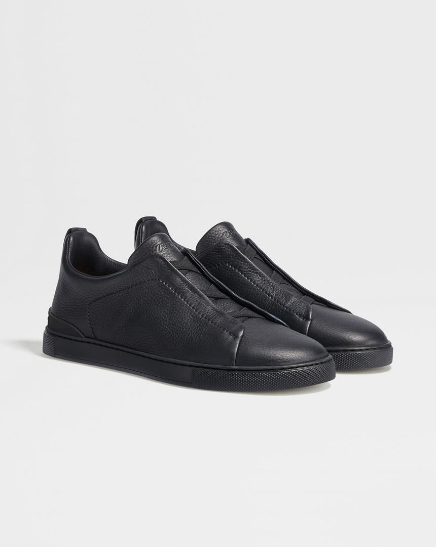 Zegna BLACK DEERSKIN TRIPLE STITCH™ SNEAKERS