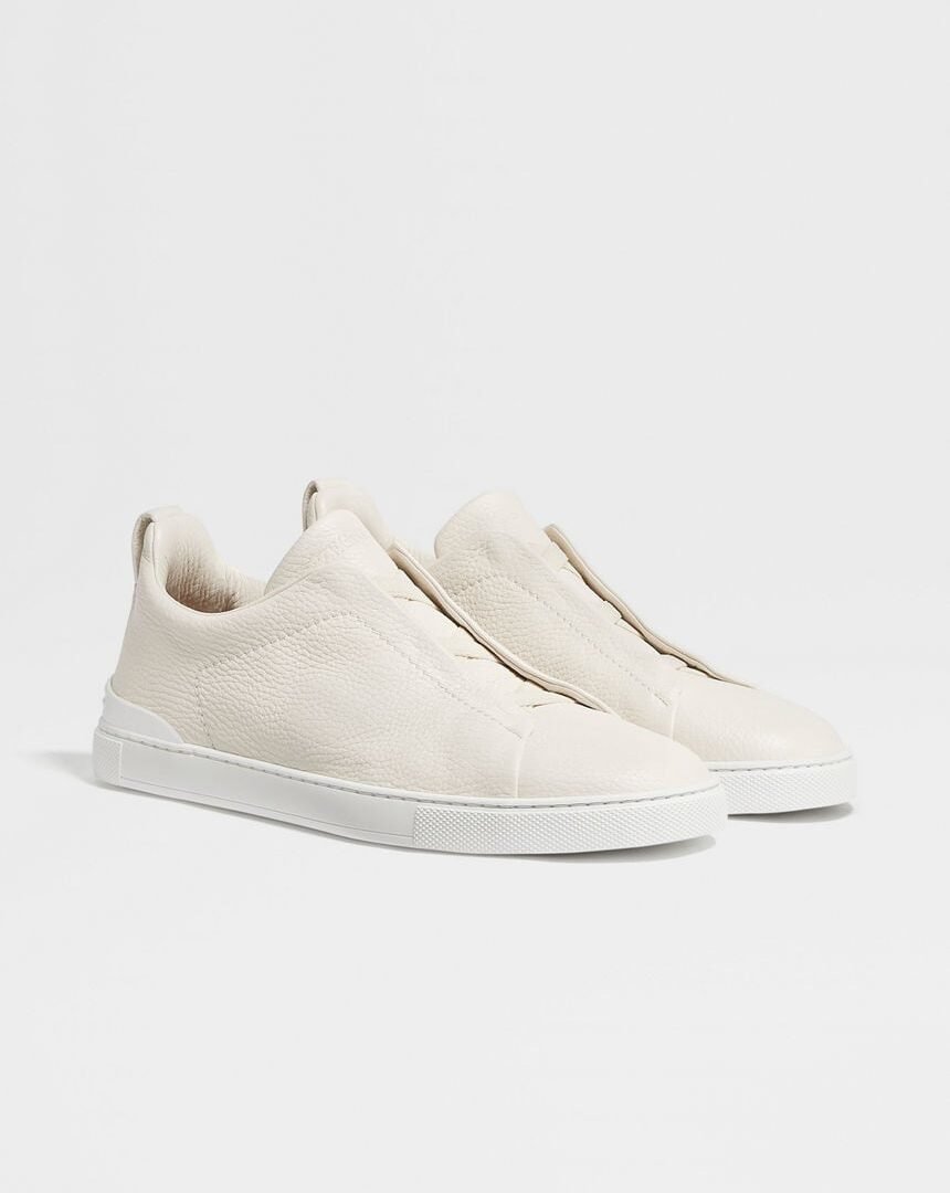Zegna WHITE DEERSKIN TRIPLE STITCH™ SNEAKERS