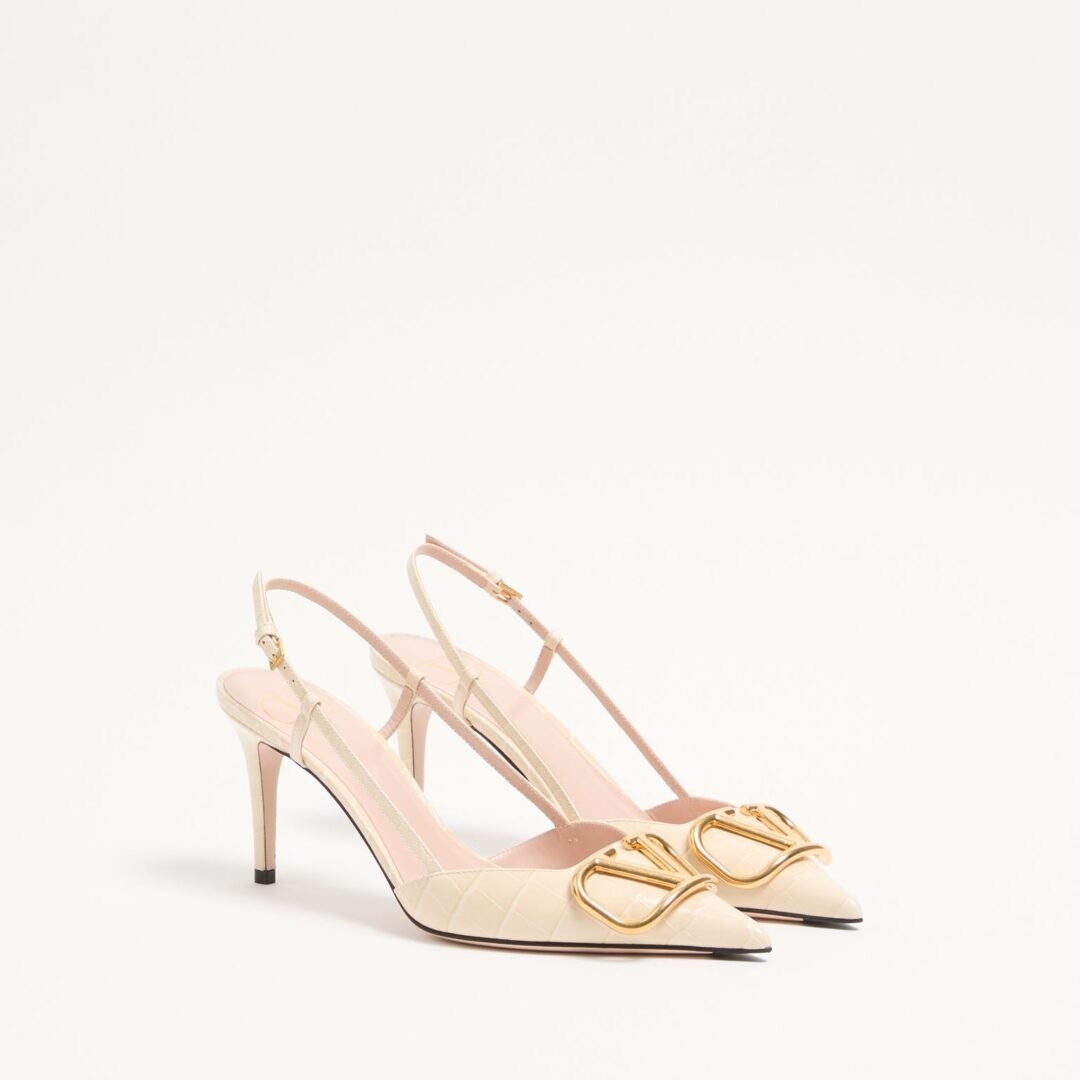 Valentino Vlogo Signature Slingback Pumps In 80MM Printed Calfskin