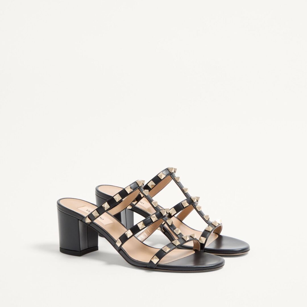 Valentino Rockstud Calfskin Leather Slide Sandal 60 Mm