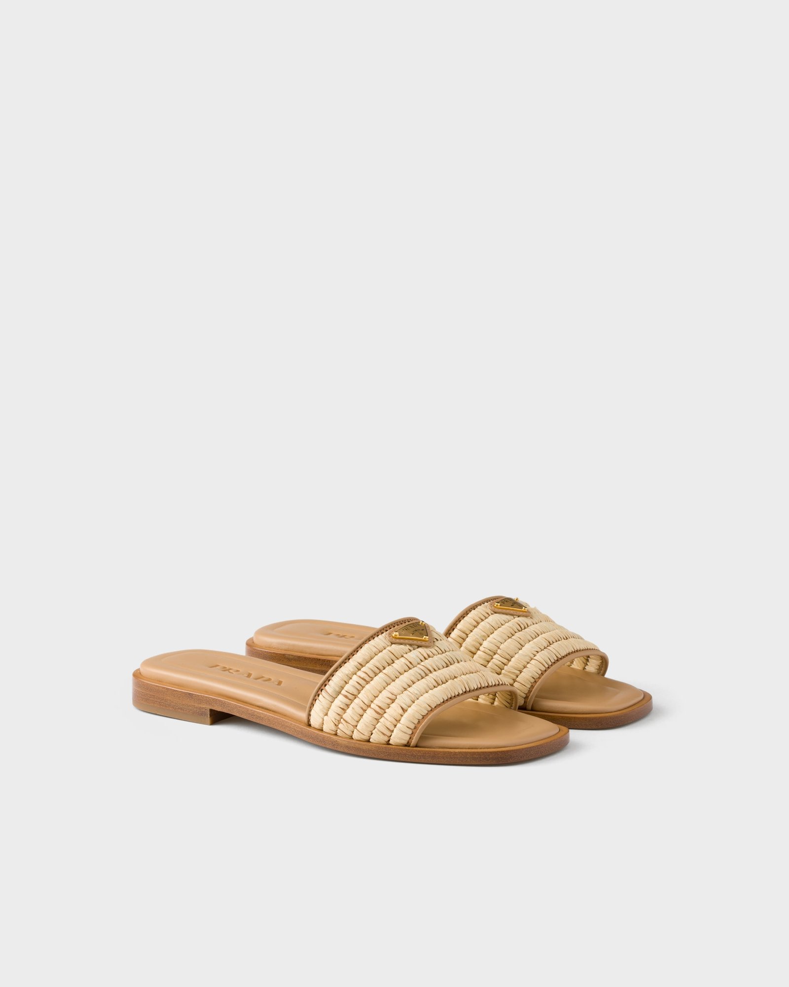 Prada Stuoia Raffia Easy Slide Sandals