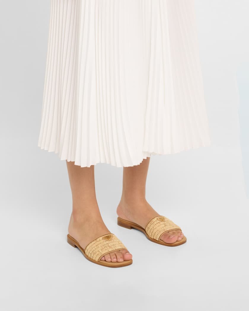 Prada Stuoia Raffia Easy Slide Sandals - الصورة 2