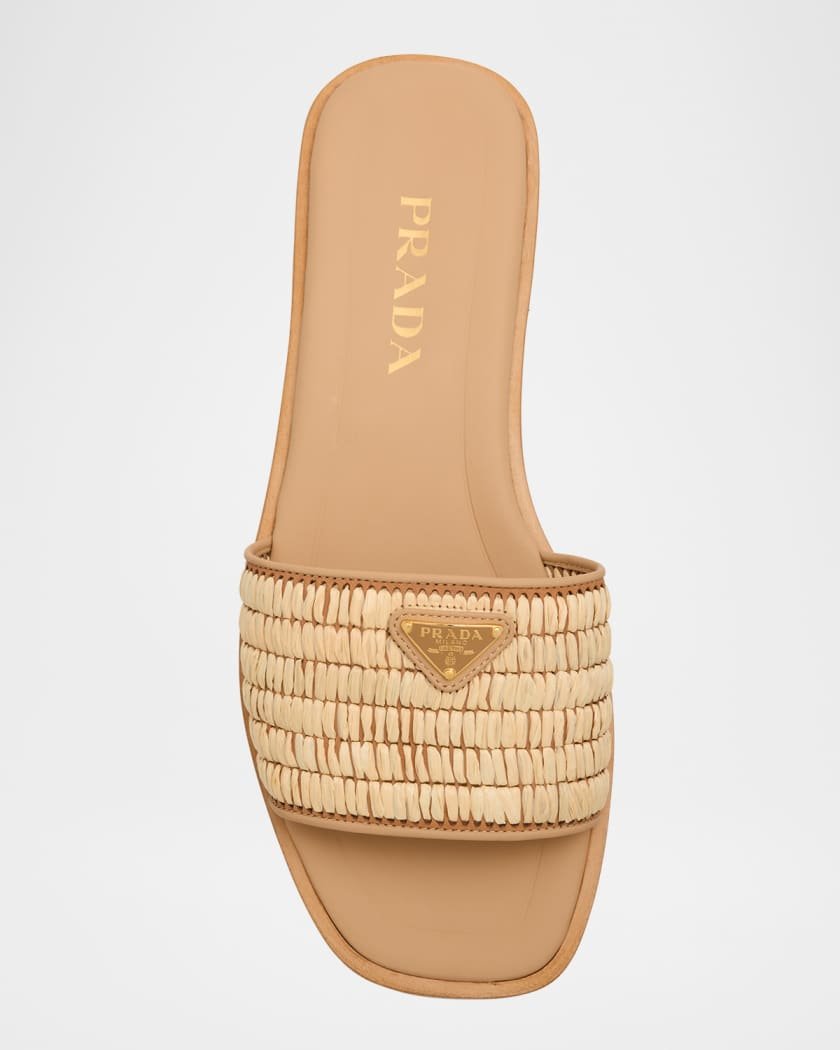 Prada Stuoia Raffia Easy Slide Sandals - الصورة 6