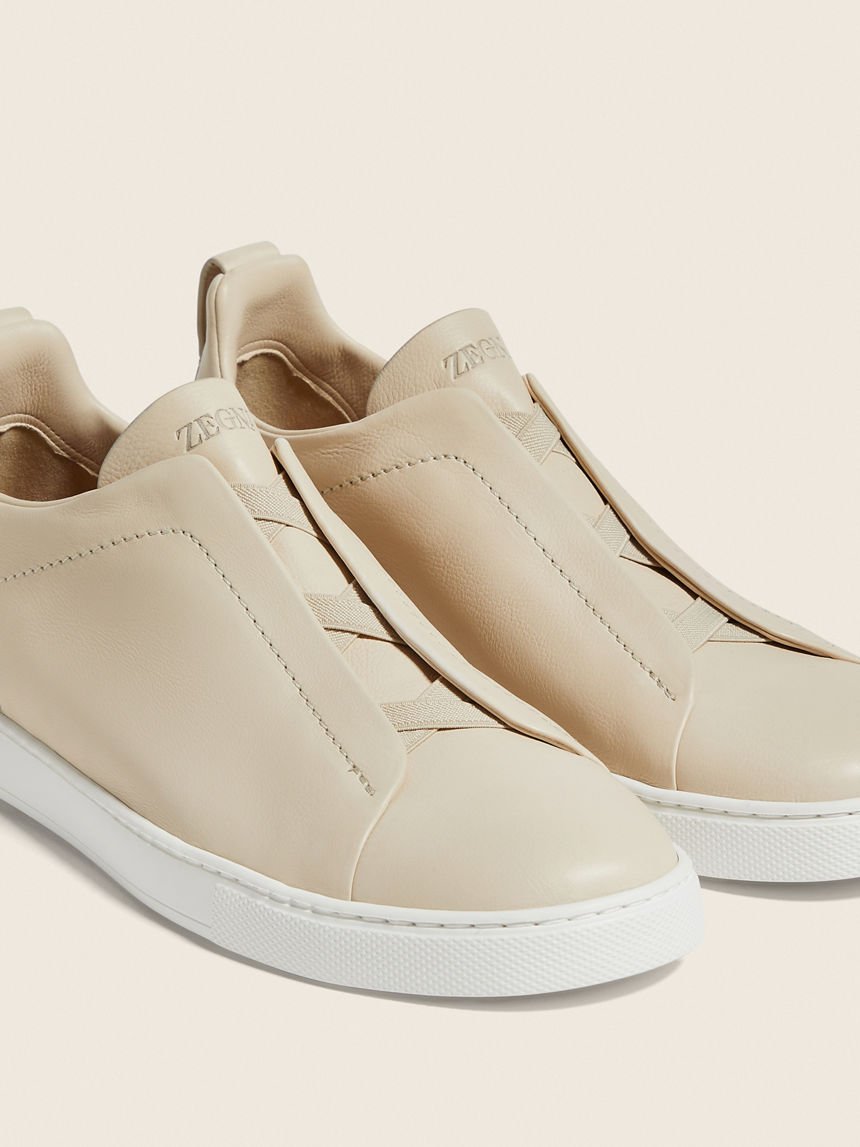 Zegna LIGHT BEIGE TRIPLE STITCH™ SECONDSKIN SNEAKERS - الصورة 2