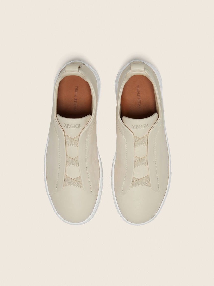 Zegna LIGHT BEIGE TRIPLE STITCH™ SECONDSKIN SNEAKERS - الصورة 3