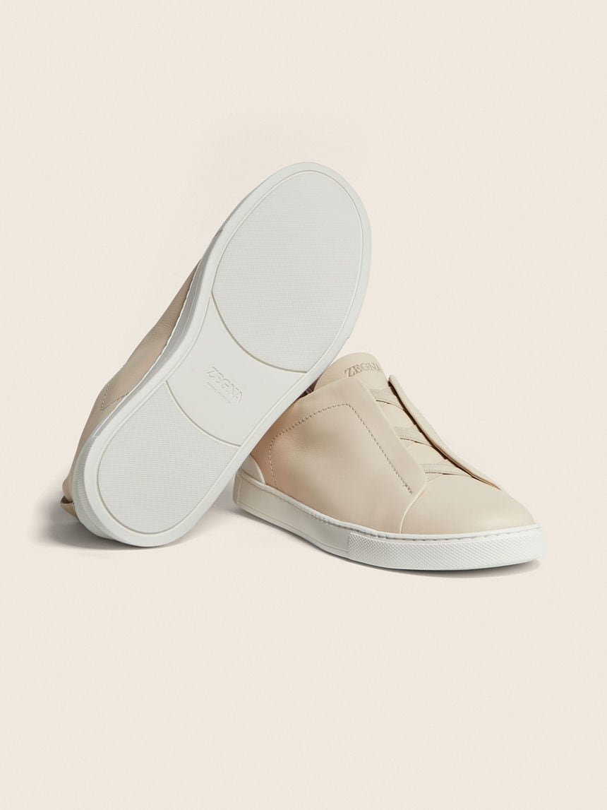 Zegna LIGHT BEIGE TRIPLE STITCH™ SECONDSKIN SNEAKERS - الصورة 5