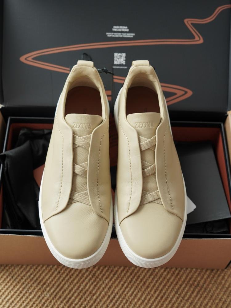 Zegna LIGHT BEIGE TRIPLE STITCH™ SECONDSKIN SNEAKERS - الصورة 6