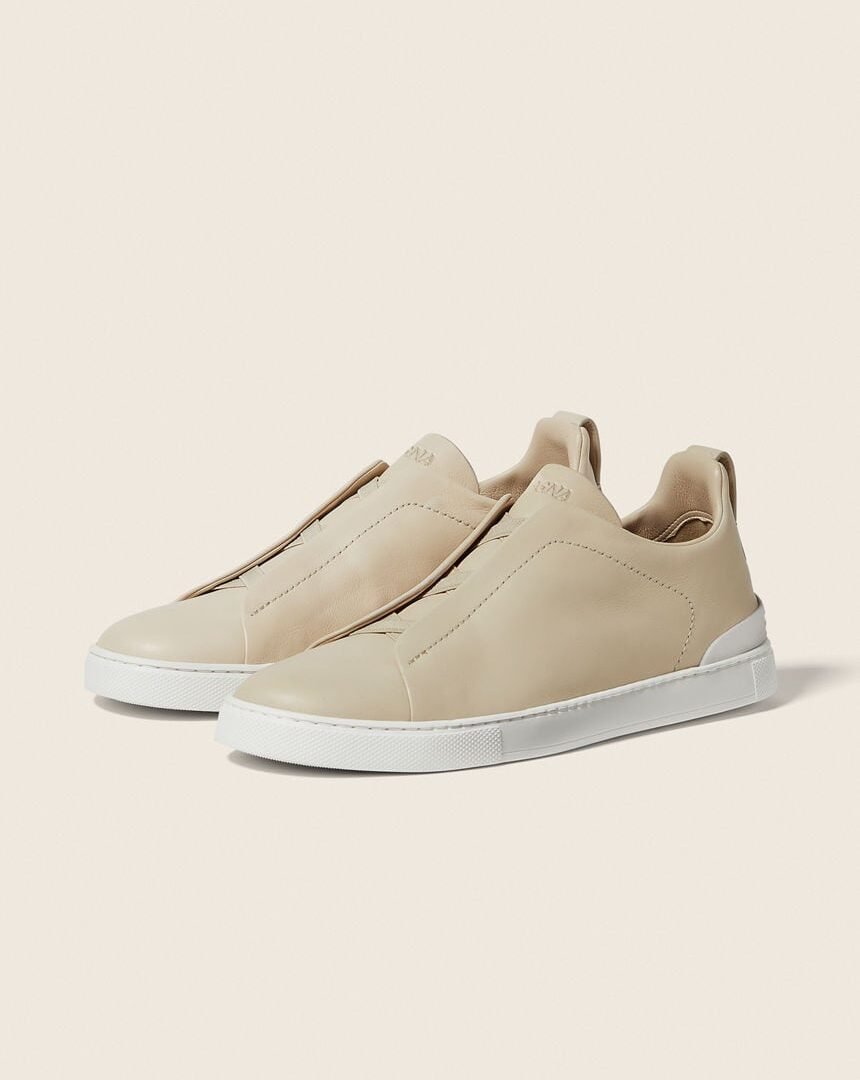 Zegna LIGHT BEIGE TRIPLE STITCH™ SECONDSKIN SNEAKERS