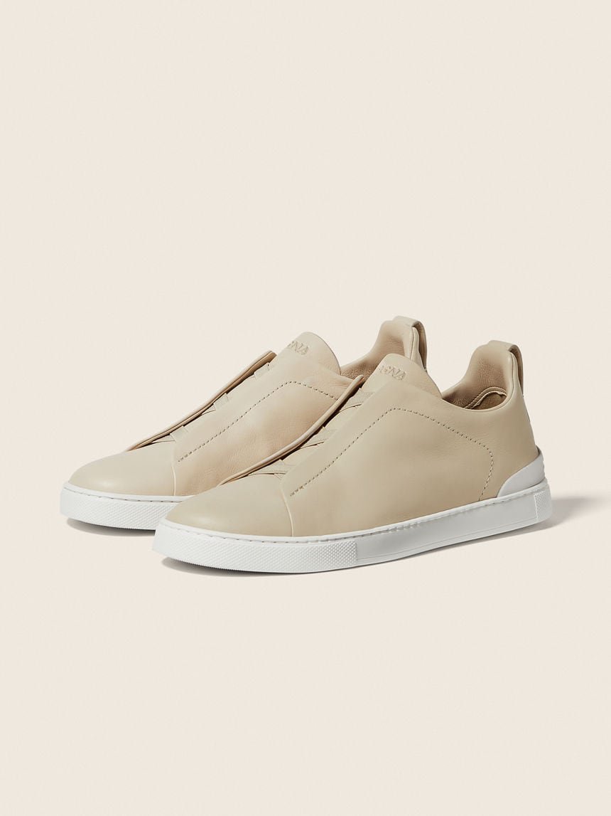 Zegna LIGHT BEIGE TRIPLE STITCH™ SECONDSKIN SNEAKERS