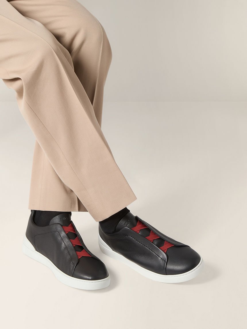 Zegna BLACK TRIPLE STITCH™ SECONDSKIN SNEAKERS - الصورة 2