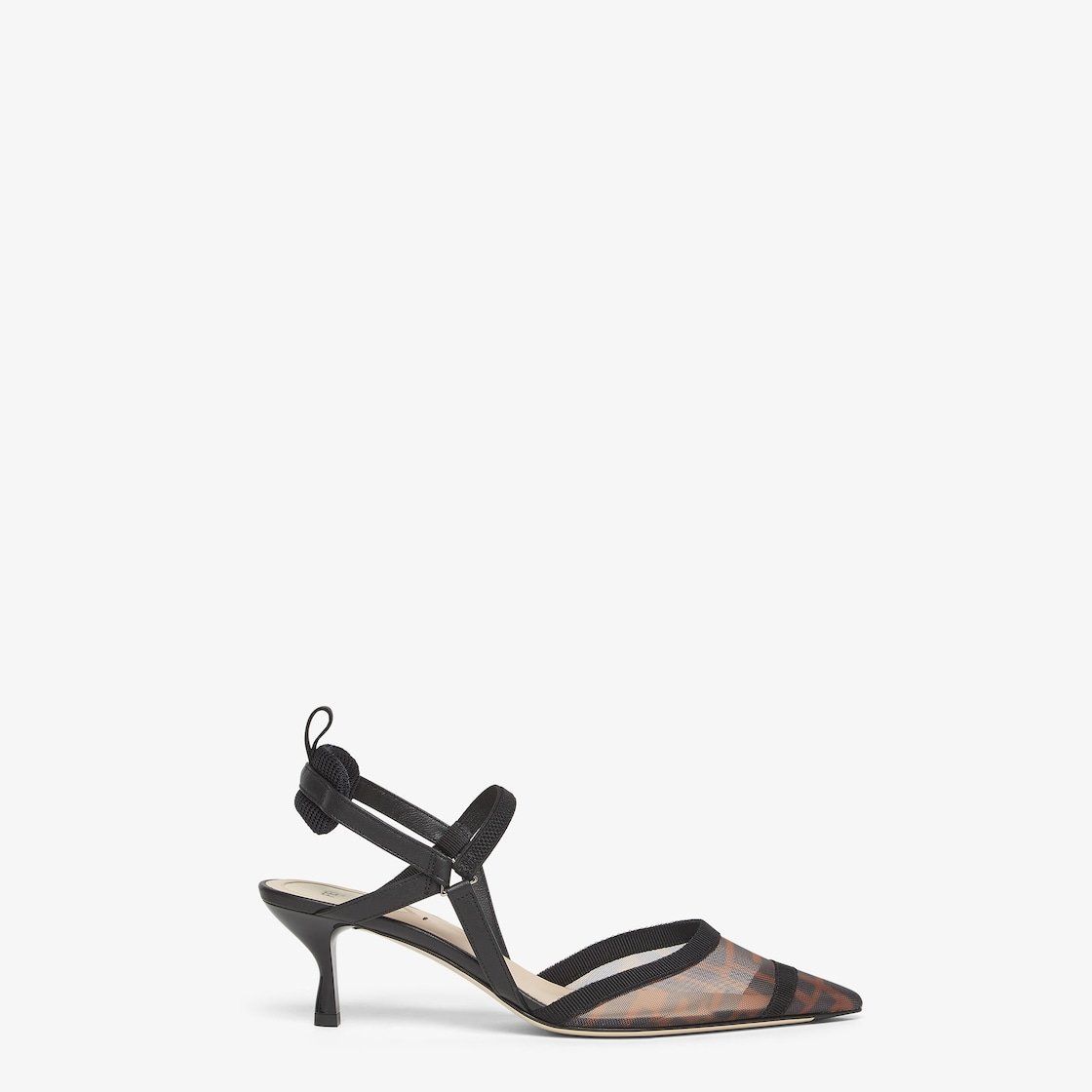 Fendi Brown FF mesh medium-heeled slingbacks - الصورة 2